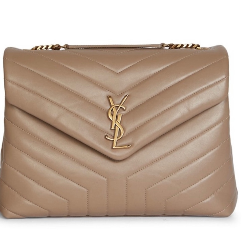 YSL Large Loulou Matelassé Leather Beige Handbag